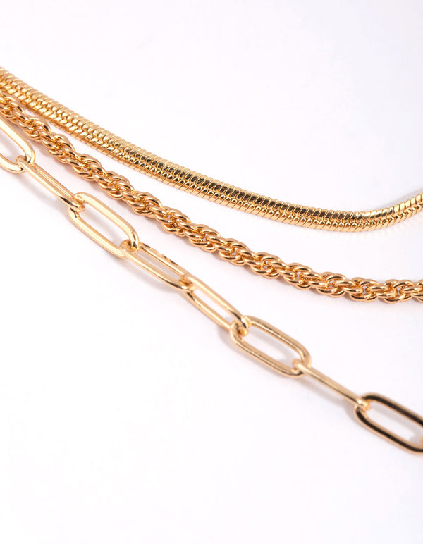 Gold Ball Layered Chain Necklace