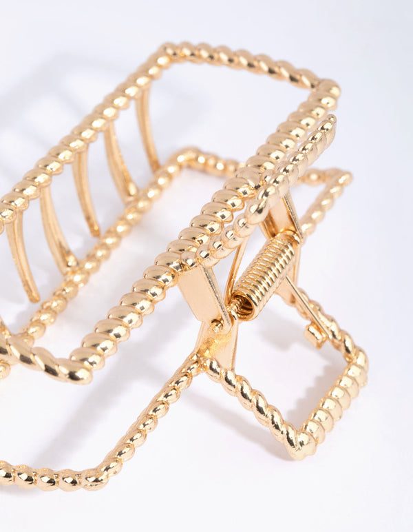 Gold Rectangular Textured Claw