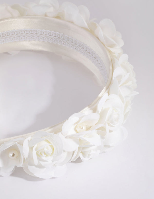 White Flower and Pearl Alice Band
