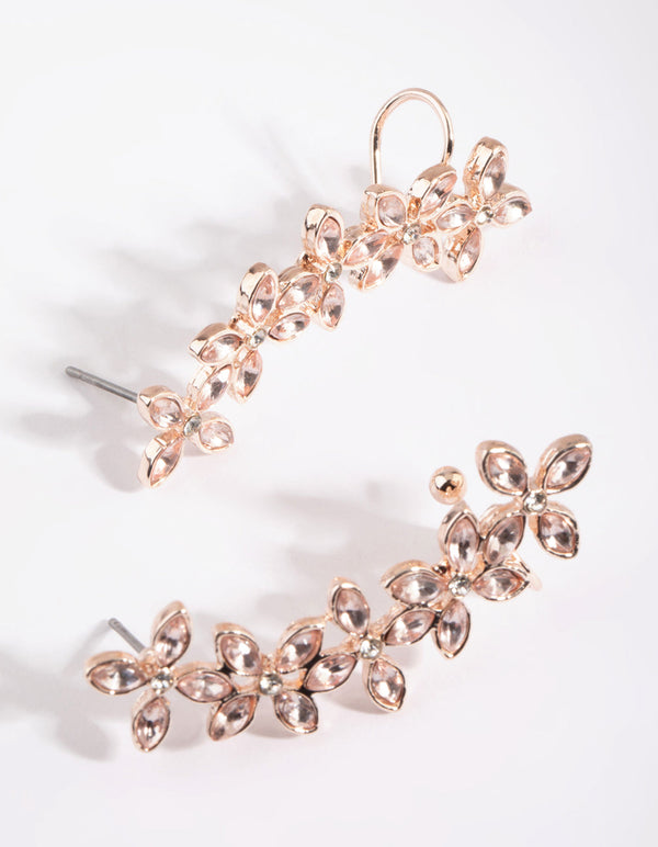 Rose Gold Floral Ear Cuff Earrings