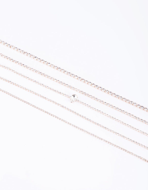Rose Gold Diamante Choker Pack