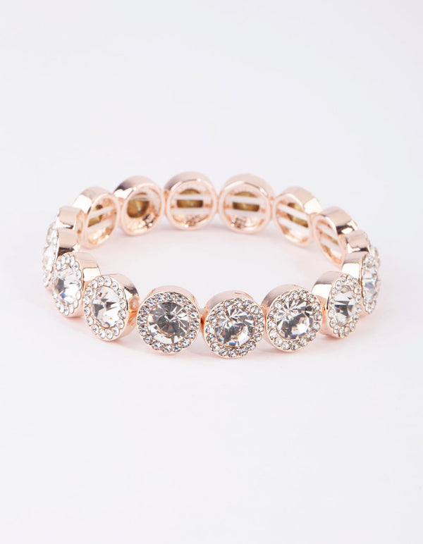 Rose Gold Round Stone Stretch Bracelet