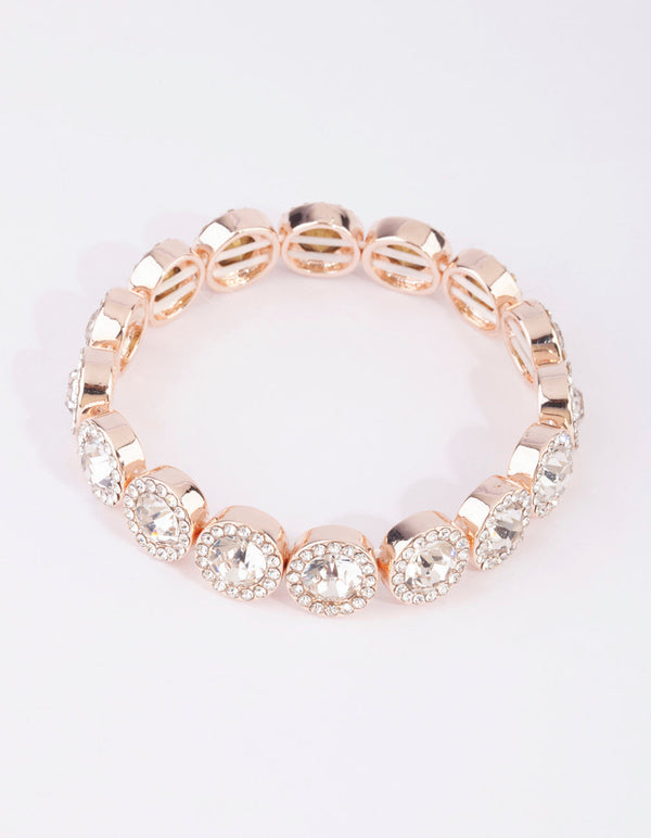 Rose Gold Round Stone Stretch Bracelet