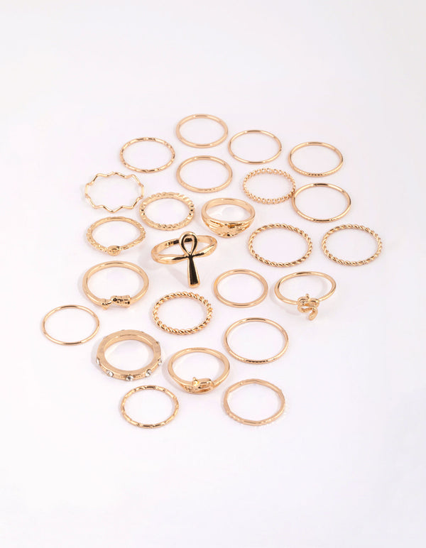 Gold Diamante Ring Pack