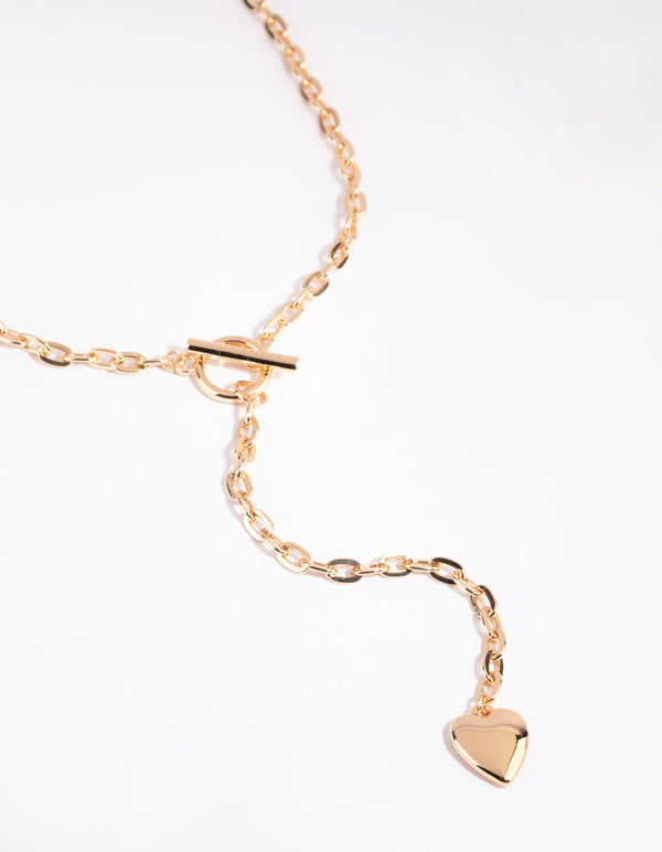 Gold Fob Heart Necklace