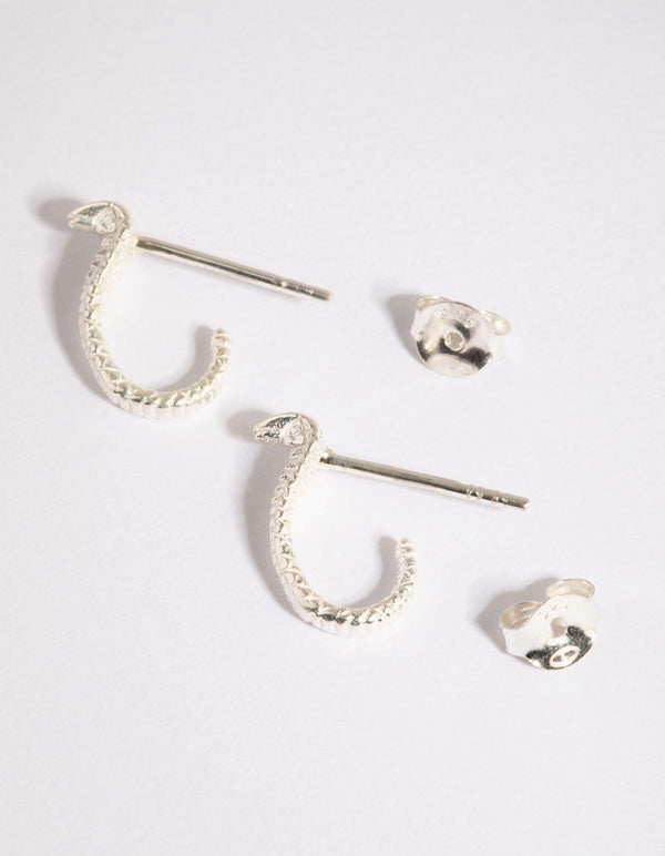 Sterling Silver King Cobra Hoop Earrings