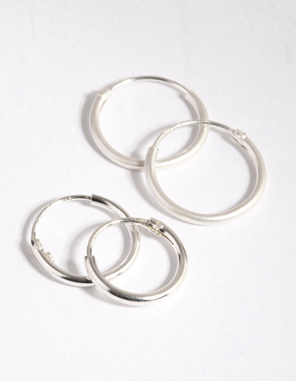 Sterling Silver Plain and Twist Hoop Earring Pack