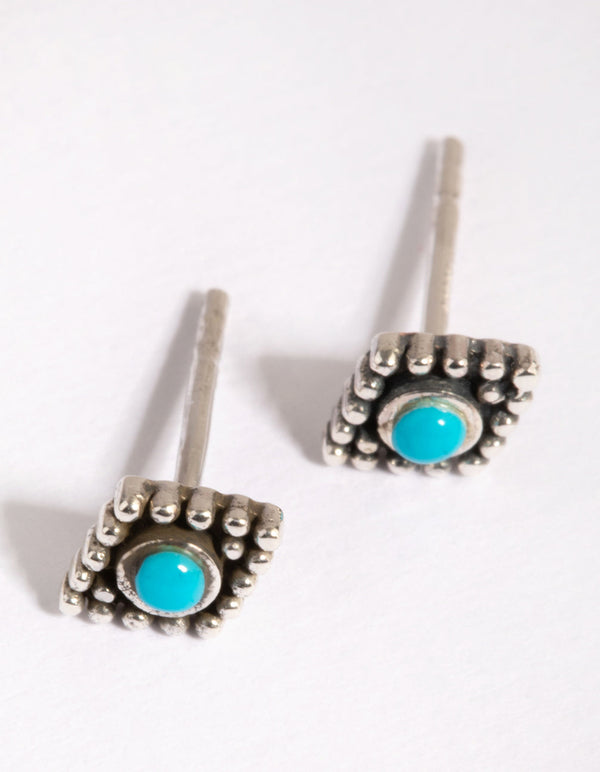 Sterling Silver Geometric Turquoise Stud Earrings