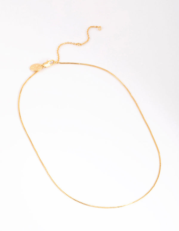 Gold Plated Short Box Chain Necklace
