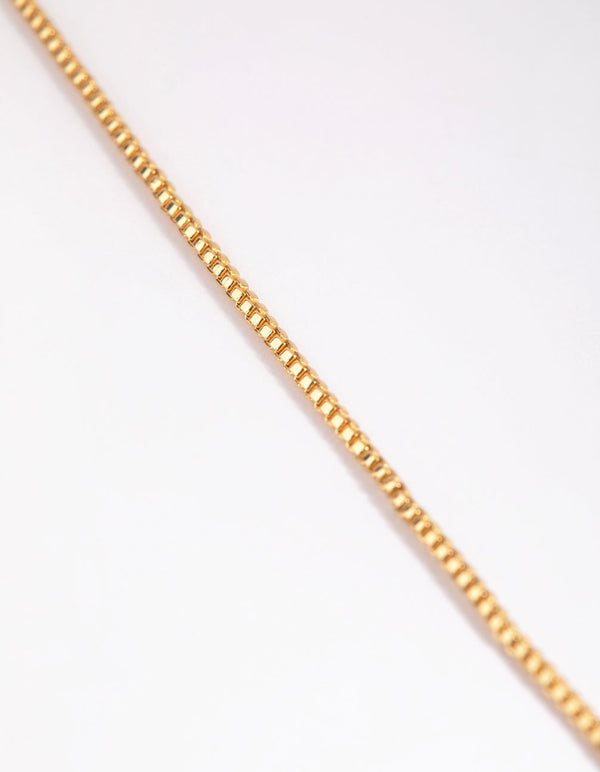 Gold Plated Long Box Chain Necklace