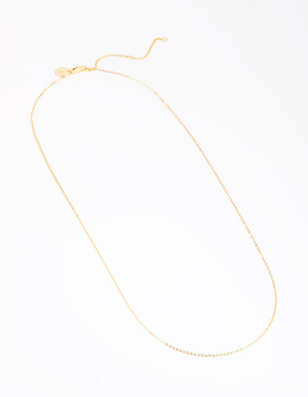 Gold Plated Long Plain Chain Necklace