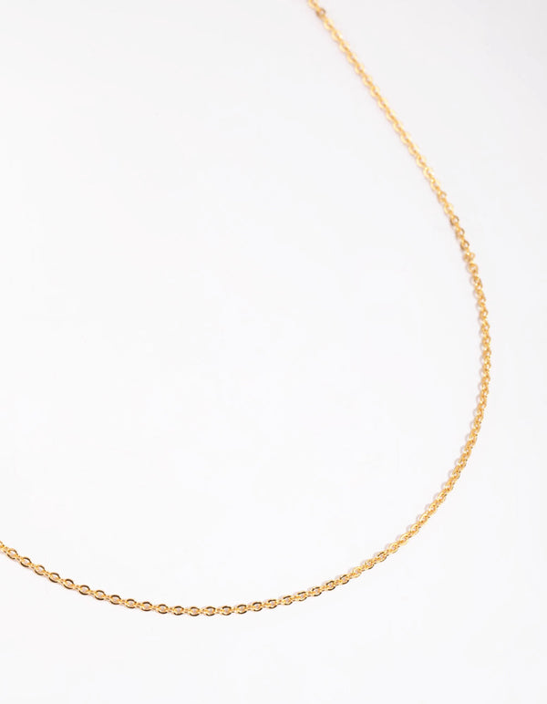 Gold Plated Long Plain Chain Necklace