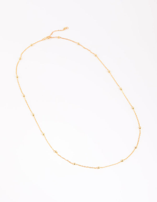 Gold Plated Sterling Silver Ball Chain Necklace