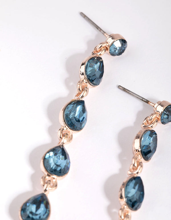 Navy Mixed Shape Drop Earrings
