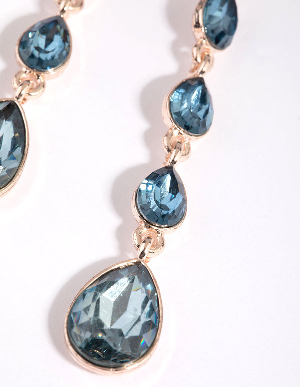Navy Mixed Shape Drop Earrings