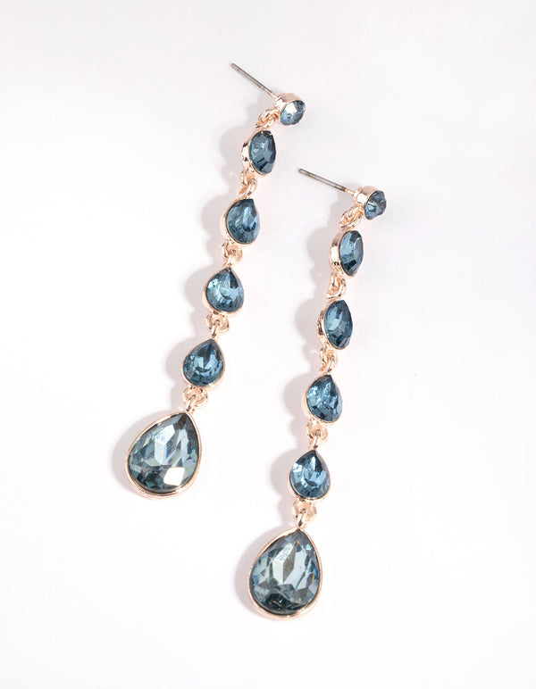 Navy Mixed Shape Drop Earrings