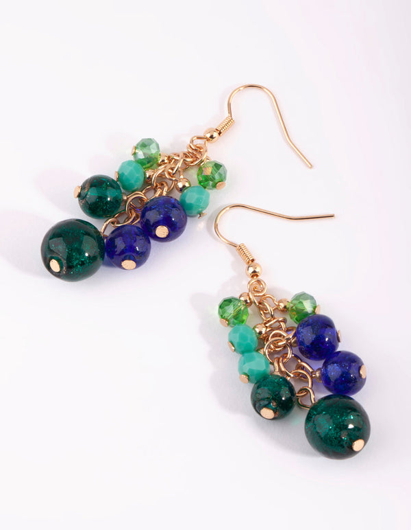 Gold Cluster Drop Earrings