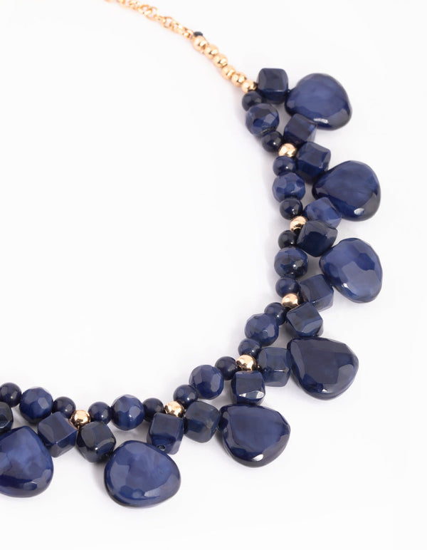 Blue Facet Bead Necklace