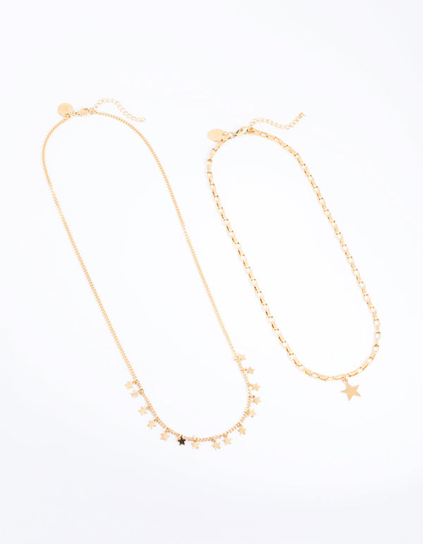 Gold Plated Surgical Steel Star Necklace Set