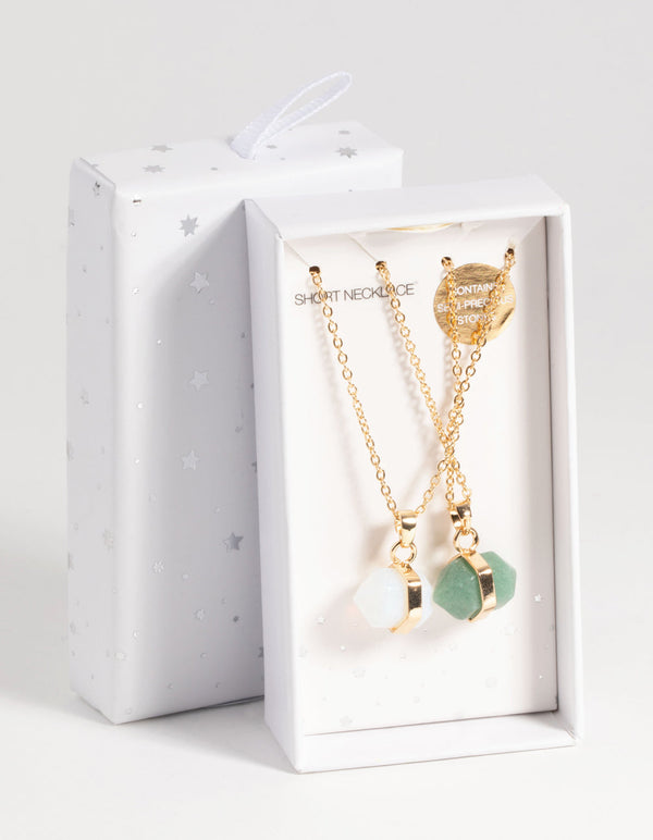 Gold Semi-Precious Shard Necklace Set