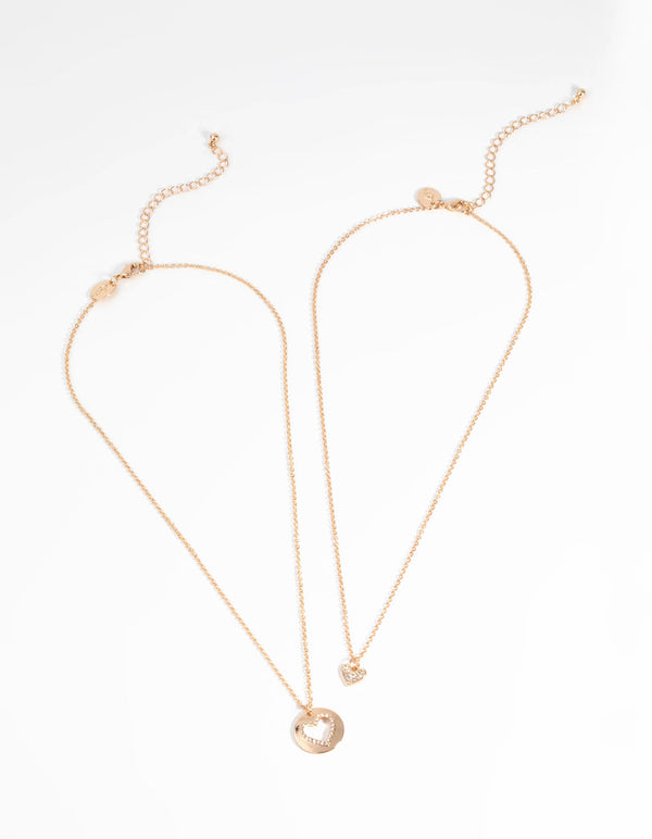Gold Heart Necklace Set