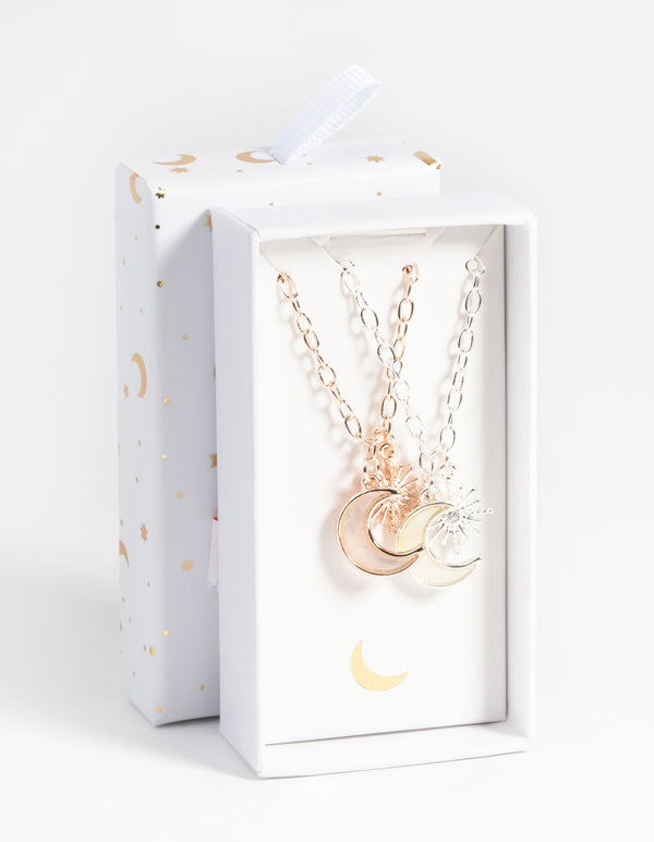 Mixed Metal Celestial Necklace Set