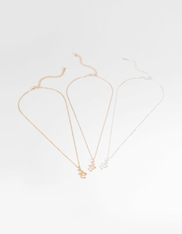 Mixed Metal Snake Necklace Set