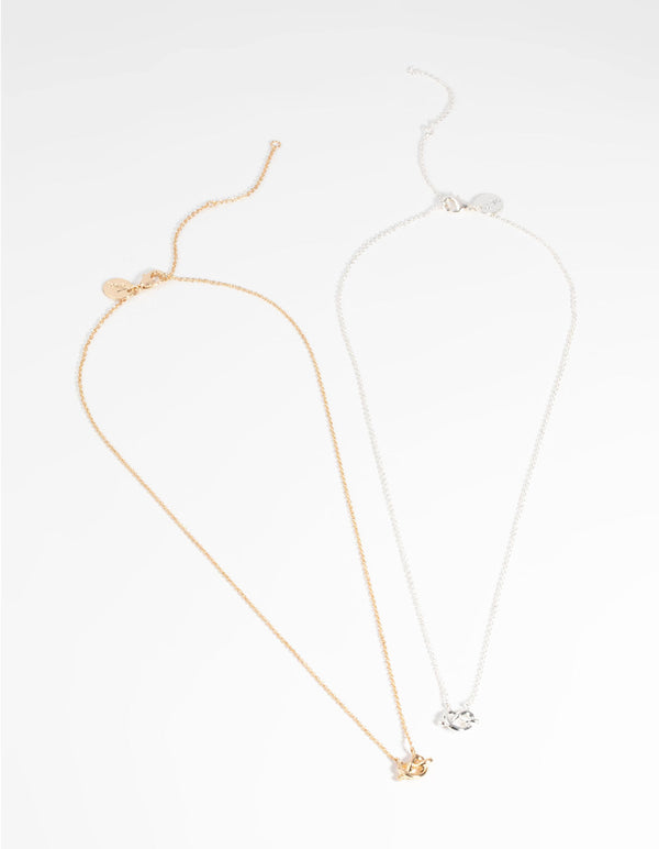 Mixed Metal Knot Necklace Set