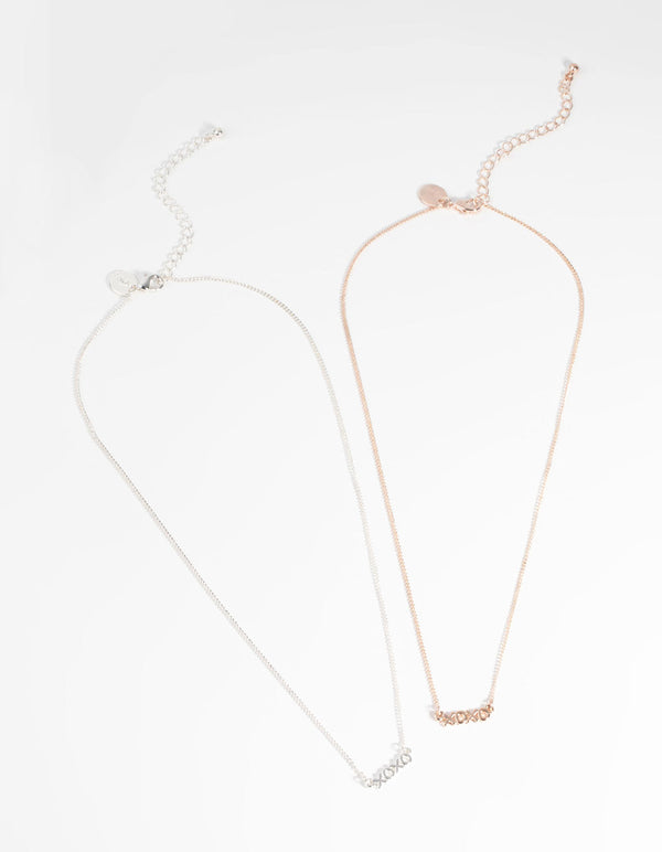 Mixed Metal XO Necklace Set
