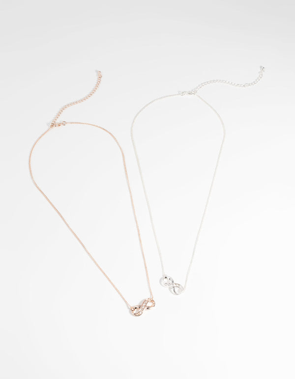 Mixed Metal Infinity Necklace Set