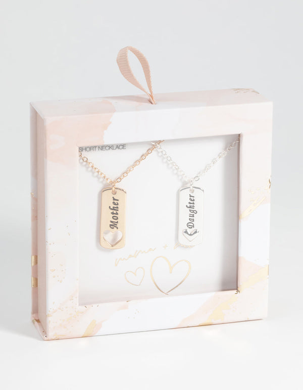Mixed Metal Mother and Daughter Necklace Set