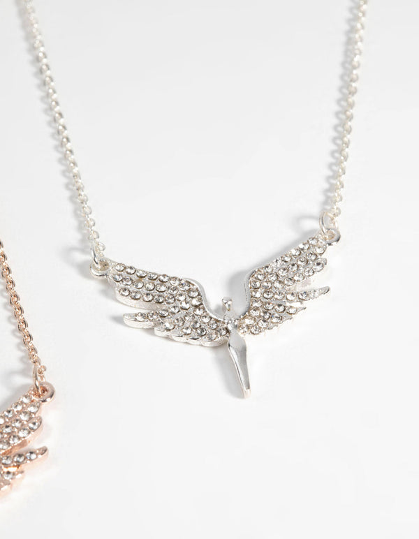 Mixed Metal Angel Necklace Set