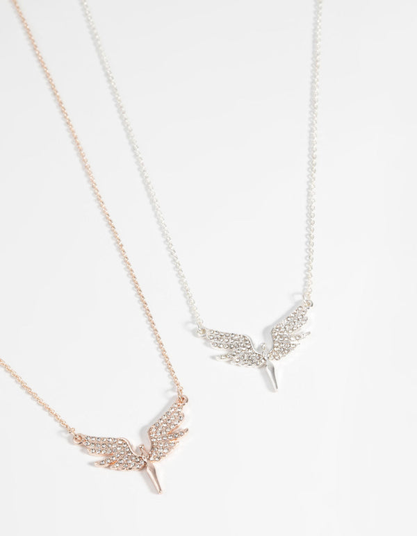 Mixed Metal Angel Necklace Set