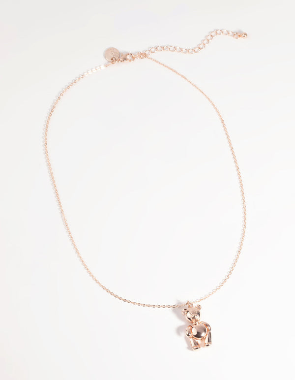 Rose Gold Teddy Bear Necklace