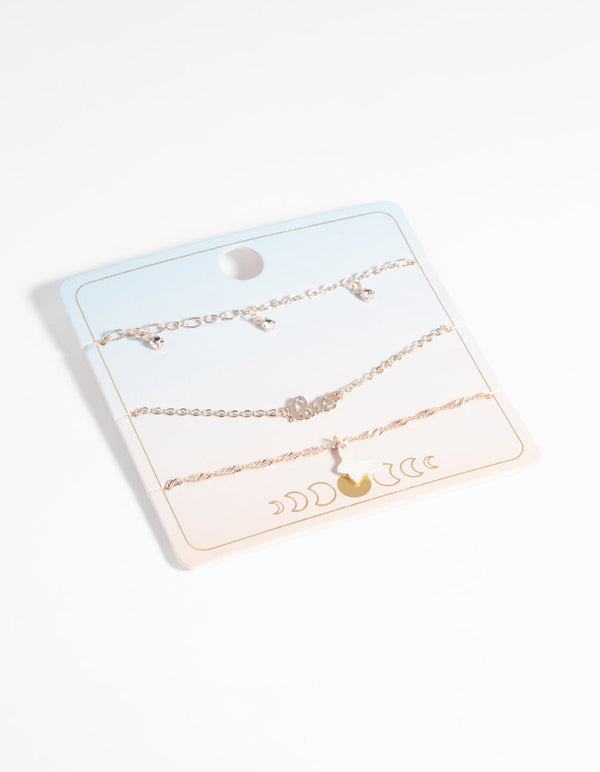 Rose Gold Butterfly Bracelet Set