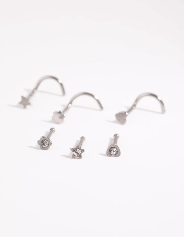 Surgical Steel Heart and Star Nose Studs