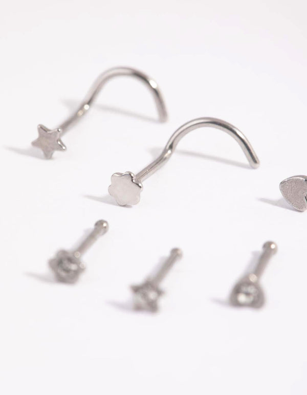 Surgical Steel Heart and Star Nose Studs