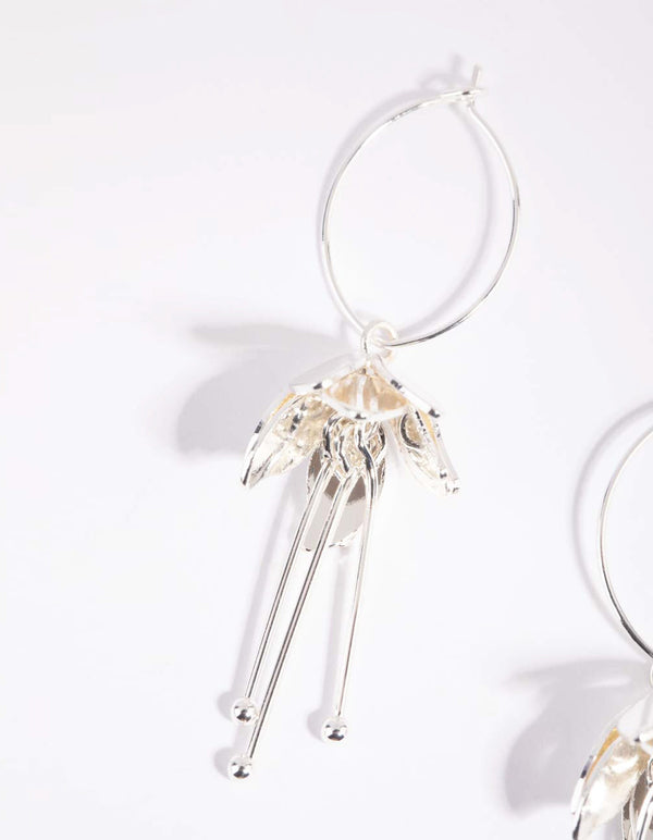 Silver Flower Drop Earrings
