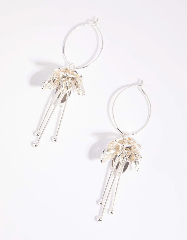 Silver Flower Drop Earrings