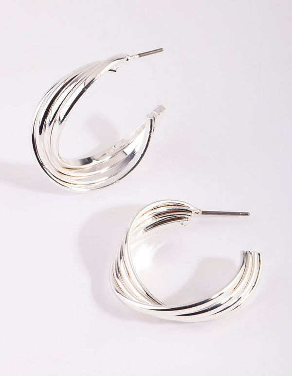 Silver Twisted Hoop Earrings