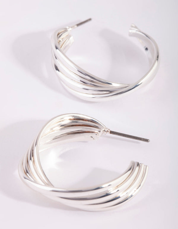 Silver Twisted Hoop Earrings