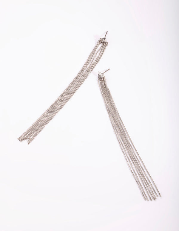 Silver Rhombus Drop Earrings