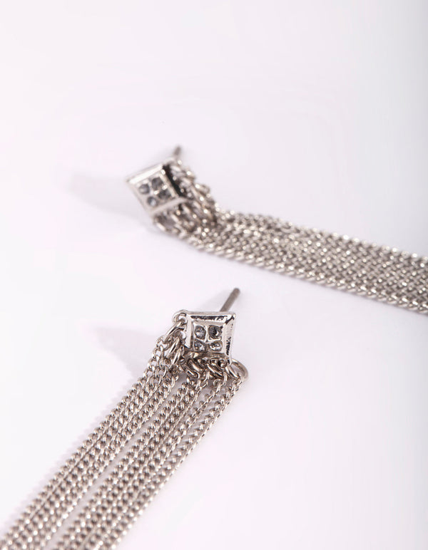 Silver Rhombus Drop Earrings