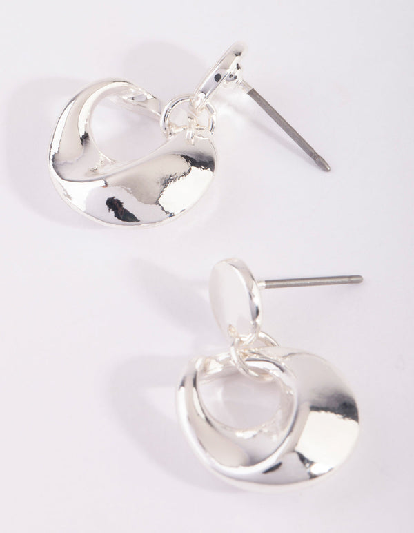 Silver Curve Drop Earrings