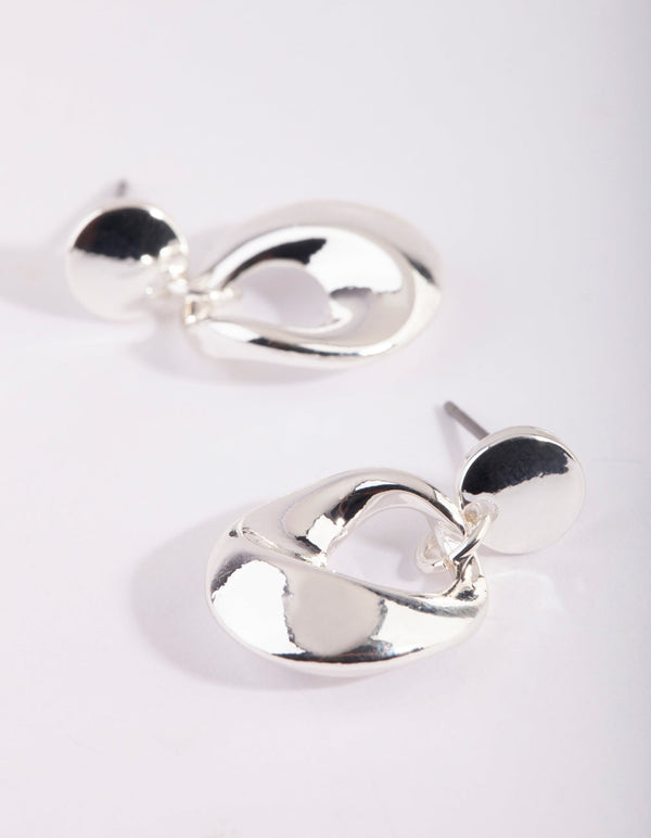 Silver Curve Drop Earrings