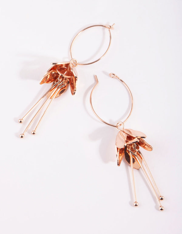 Rose Gold Mini Flower Drop Earrings