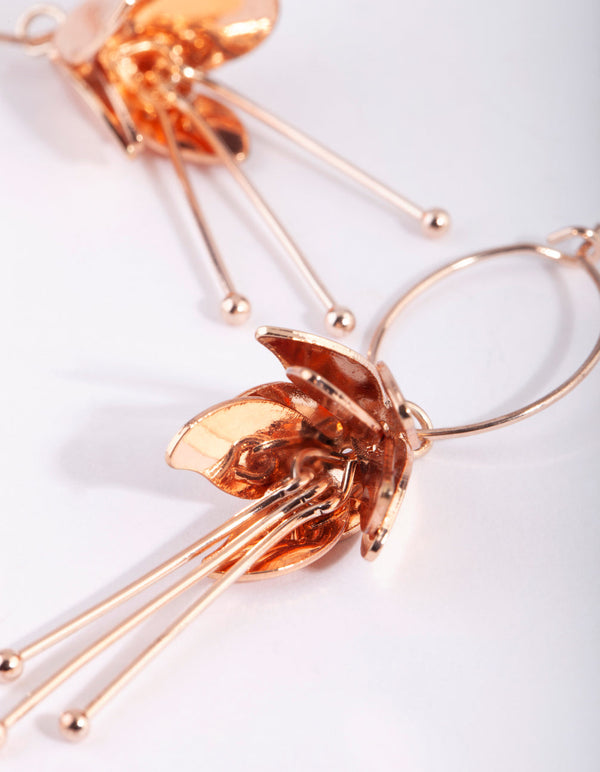 Rose Gold Mini Flower Drop Earrings