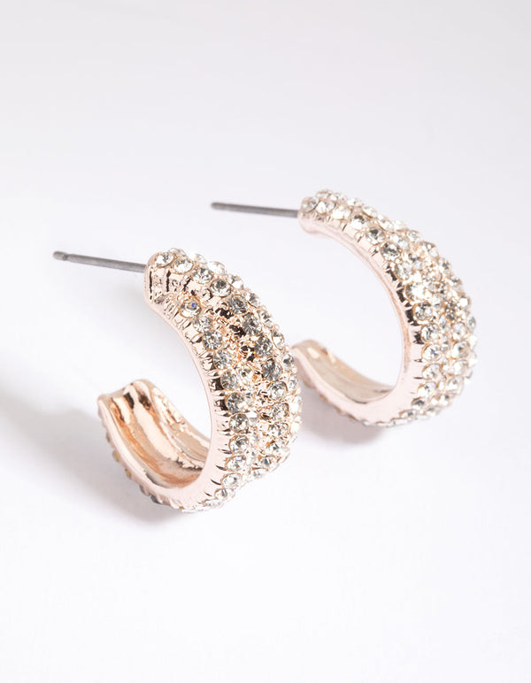 Rose Gold Diamante Double Hoop Earrings