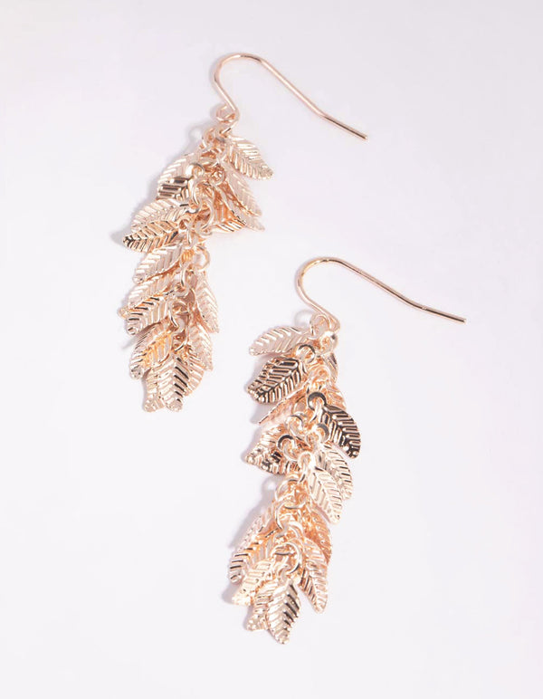 Rose Gold Jingle Leaf Drop Earrings