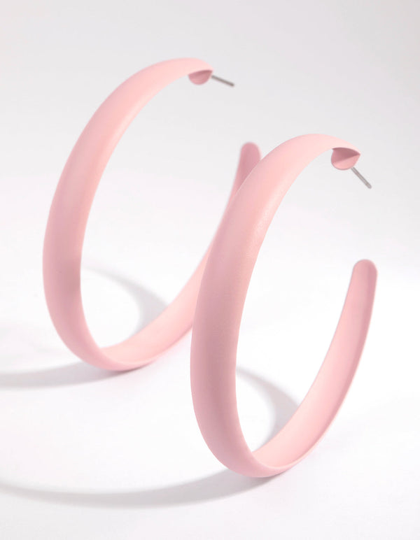Matte Pink Hoop Earrings